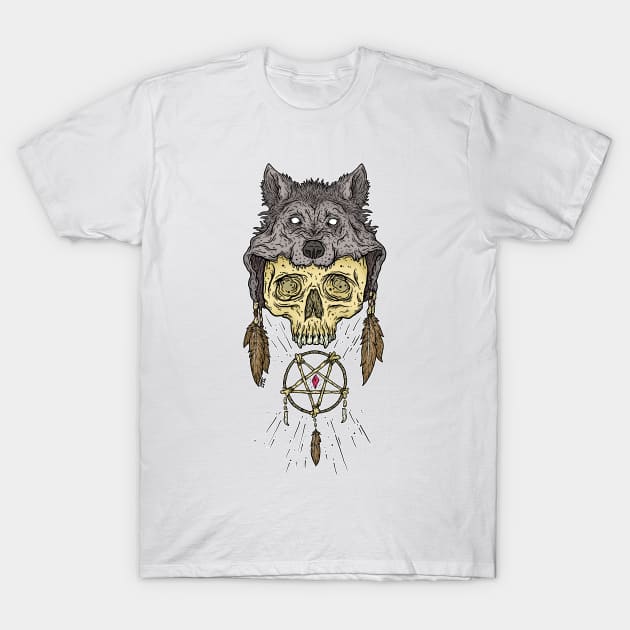 Wolf Skull T-Shirt by CharlieWizzard